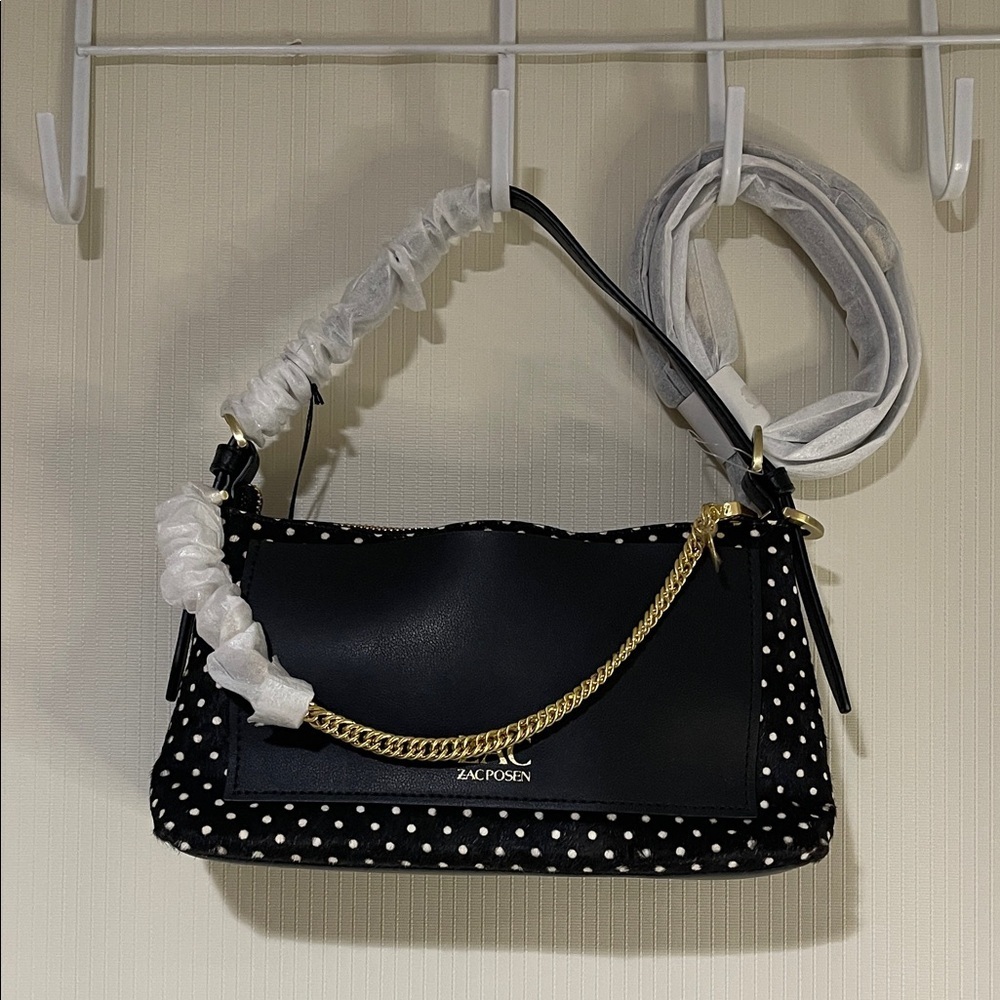 NWT Elegant Zac Posen  Black and White Polka Dot Shoulder & Crossbody Bag